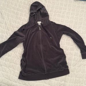 Dark grey velour hoodie